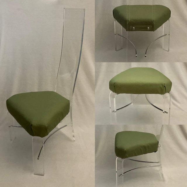 Metal Set of 4 Hill Mfg Mid Century Modern High-Back Lucite Dining Chairs, Circa 70’s For Sale - Image 7 of 12