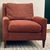 Original retail $16,962, timeless Barbara Barry for Baker Dusty Rose Presidio Lounge Chairs Pair, warm wood bases,...