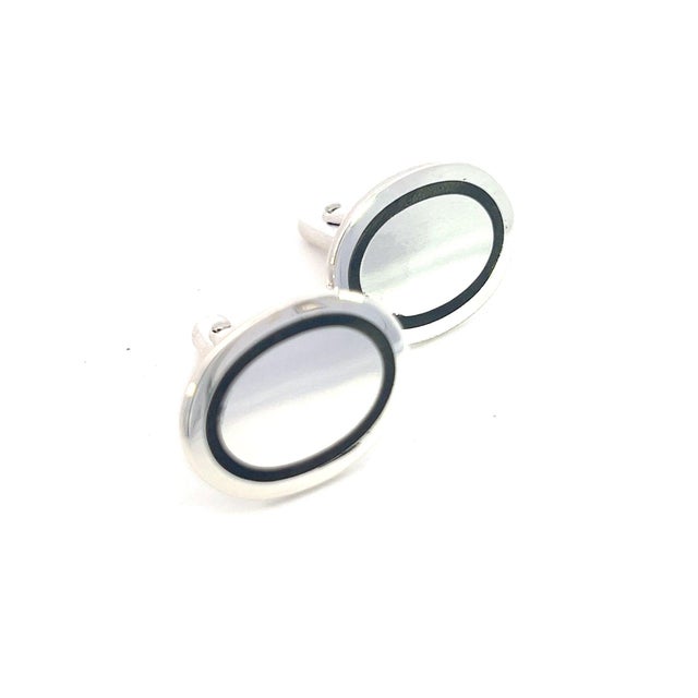 Late 20th Century Late 20th Century Tiffany & Co Estate Mens Silver & Blue Enamel Cufflinks Silver, A Pair For Sale - Image 5 of 11