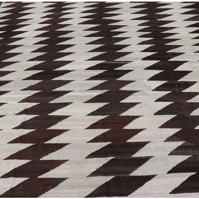 Dark Brown and white modern Kilim finely woven in Afghanistan, Keivan Woven Arts/rug /AFG-204, country of origin / type:...