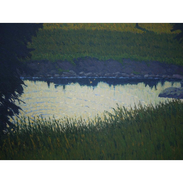 Bahndorf Heribert, Lakeside Landscape, 1930, Oil Painting on Cardboard, Framed For Sale - Image 10 of 18