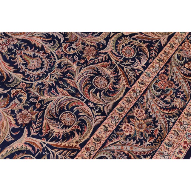 1990s Art Nouveau Organic Savonnerie Pak-Persian Blue/Blue Wool Rug - 8'11'' X 12'5'' For Sale - Image 5 of 9