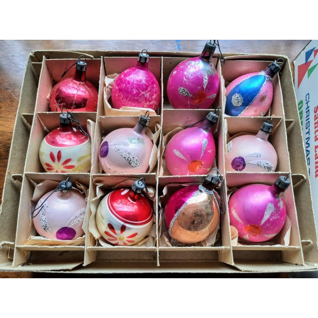 Christmas Box Pink Mercury Glass Ornaments Set 12 For Sale - Image 13 of 13