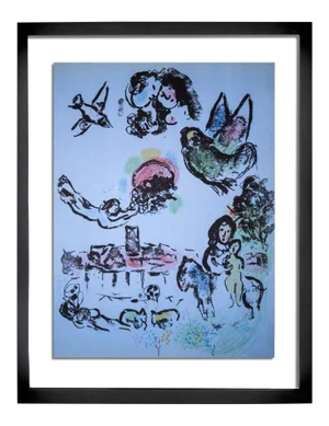 Marc Chagall Lithograph Limited Edition Original 1963 W/Cat Ref C56 & Frame Inc.