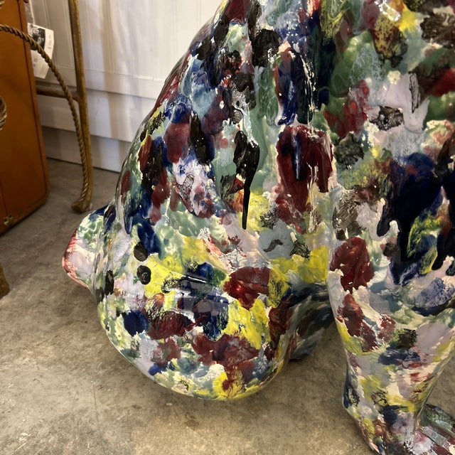 Life Size Italian Hand Made and Painted Ceramic Bulldog Sculpture For Sale - Image 10 of 11
