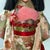 Red Mid 20th Century Traditional Japanese Ichimatsu Ningyo Doll Standing Ornate Floral Kimono 18.5”h For Sale - Image 8 of 12