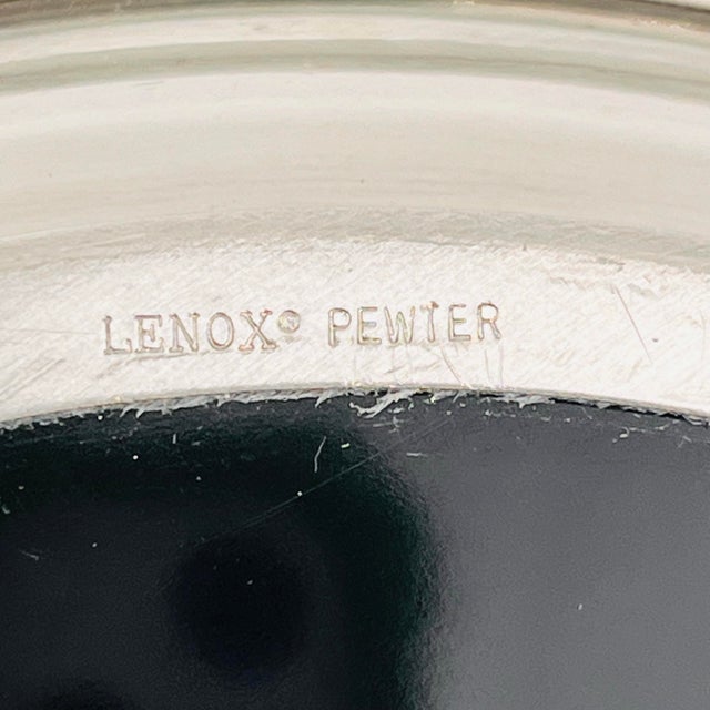 Lenox Vintage Lenox Pewter and Black Lucite 7.5" Diameter Tray For Sale - Image 4 of 9