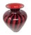 An elegant red and black art glass shoulder vase by US glass artist Lisa Aronzon. The vertical bands of black on the red...