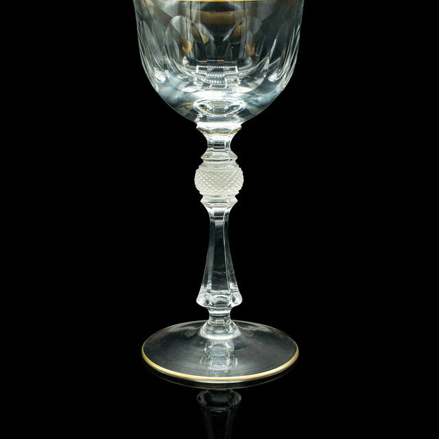 Glass 1920s Pair of Antique Art Deco French Glass Celebratory Port Glasses For Sale - Image 7 of 13