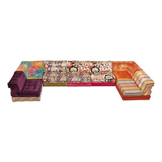 Seven-Seater Modular Sofa in Satin Cotton Velvet from Roche Bobois, 2000s, Set of 21 For Sale
