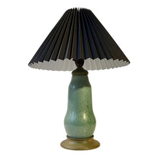French Green Enamel Gourd Table Lamp in the style of Alexandre Marty, 1920s For Sale