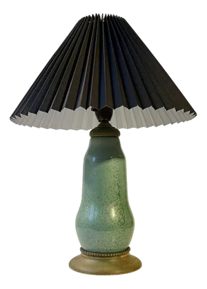 French Green Enamel Gourd Table Lamp in the style of Alexandre Marty, 1920s