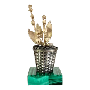 Janna Thomas for Tiffany & Co Sterling Potted Flower on Malachite Base