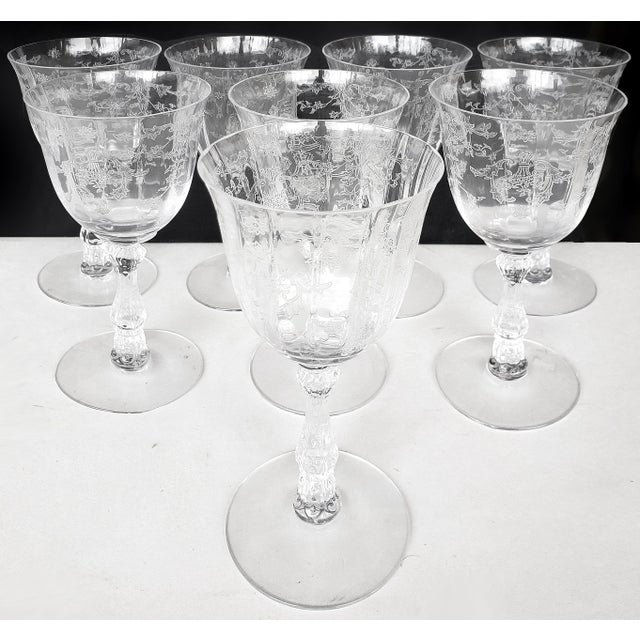 Fostoria Etched Crystal Wine Glasses Set of 8 Chairish