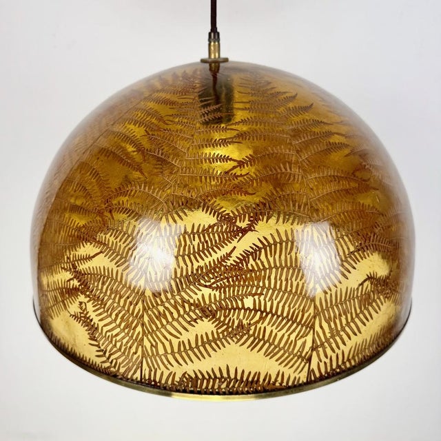 Metal Mid-Century Resin Fern Pendant Lamp, Italy, 1970s For Sale - Image 7 of 11