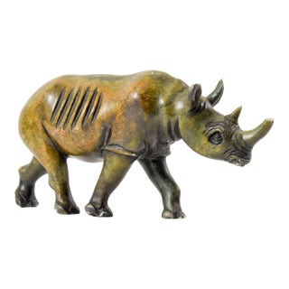 Early 20th Century Shona Stone Rhino Sculpture For Sale