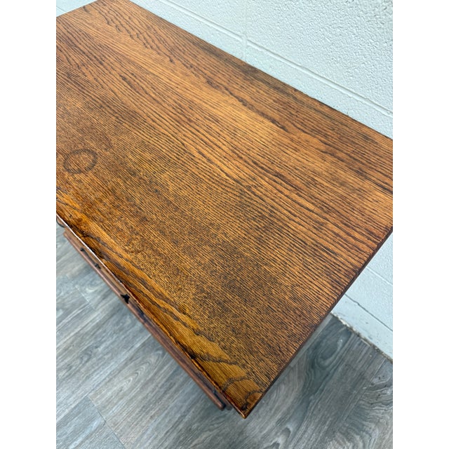 Brown Antique Arts & Crafts Oak Washstand With Castors For Sale - Image 8 of 16