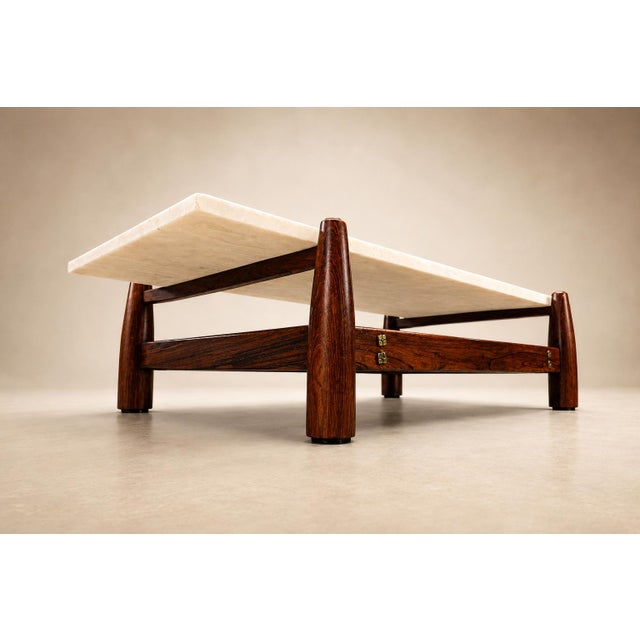 Architectural Brazilian Modern Coffee Table in Rosewood and Marble, Cimo, 1950s For Sale - Image 13 of 18