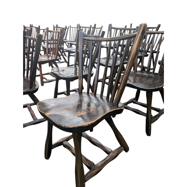 Rare Commercial Scale: Complete Set of 56 Handcrafted Spindle-Back Chairs by Hunt Country Furniture An extraordinary,...