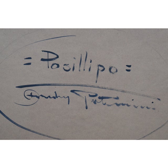 Blue Andrea Patrisi Posillipo Naples Nautical Harbour Boat Oil Painting on Board 37" For Sale - Image 8 of 12