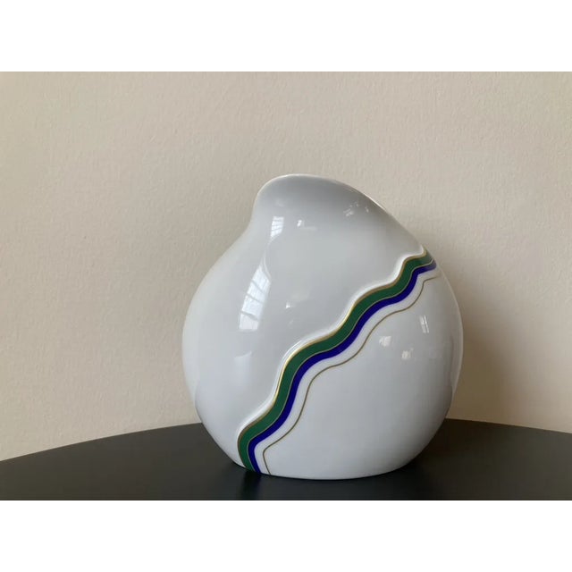 Geometric Undulation German White Porcelain Vase by Kaiser, Signed For Sale - Image 12 of 12