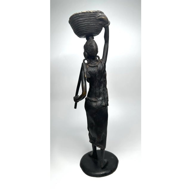 Tribal Female Solid Bronze Finish Figurine For Sale In Houston - Image 6 of 12
