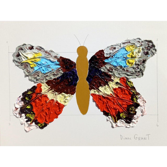 Paper Set of 6 - One-of-a-Kind Organic Modern Butterflies Oil Paintings | Unique Pieces | Unframed For Sale - Image 7 of 7