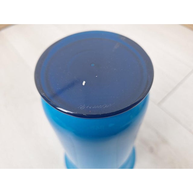 Vase in Blue Murano Glass from Venini, 1990s, in Very Good conditions. Designed 1990 to 1999 This piece has an attribution...