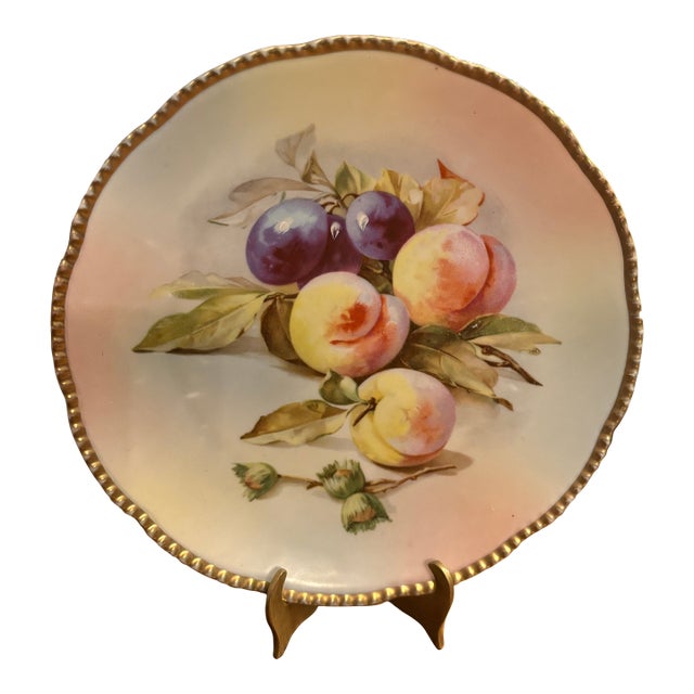 Royal Rudolstadt “Russia” Mark Hand-Painted Fruit Cabinet Plate, C. 1895–1905 For Sale