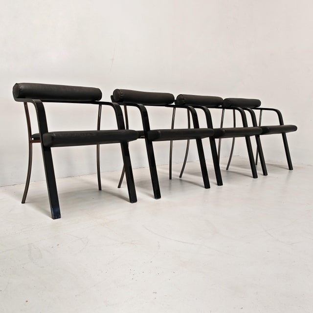 Vintage Black Armchairs with Armrests, 1980s, Set of 4 For Sale - Image 10 of 18