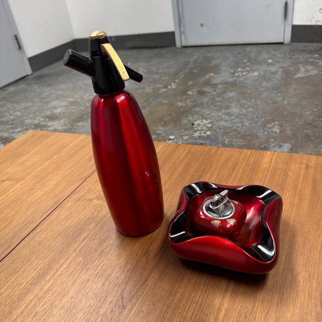Vintage iSi Austria Red Soda Siphon, Ashtray + Table Lighter Set For Sale In San Francisco - Image 6 of 12