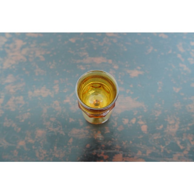 Amber Vintage Indiana Glass Amber King’s Crown Thumbprint Wine Goblets - Set of 7 For Sale - Image 8 of 13