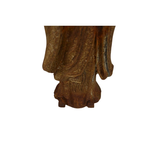 Figurative Pair of Asian Cast Iron Buddha Figures For Sale - Image 3 of 7