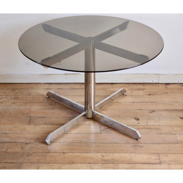 Glass and Steel Table attributed to Florence Knoll for Roche Bobois, 1970s For Sale - Image 10 of 10