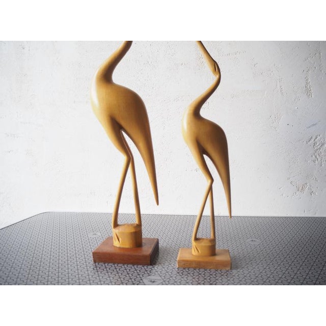 Vintage Herons Statue in Wood, 1970s For Sale - Image 13 of 15