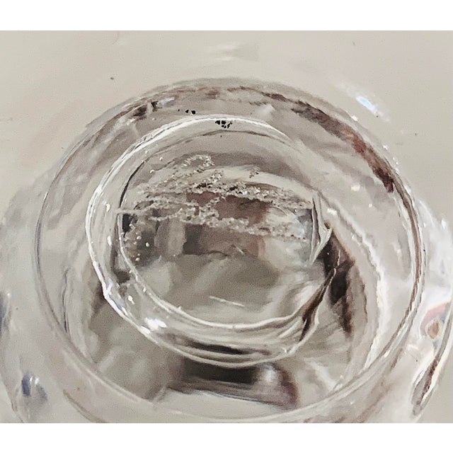 Lalique Signed 1950’s Vintage Lalique ‘Saint Hubert’ Crystal Water or Wine Goblet With 3 Frosted Leaf Decorations on the Stem, Art Deco Style- Set of 8 For Sale - Image 4 of 12