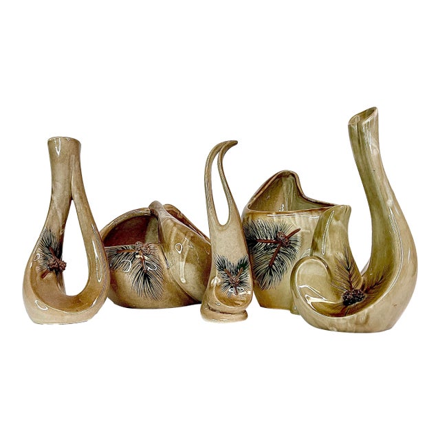 1980s Vintage Arts & Crafts Boho Chic Studio Pottery Vase & Planter Collection - Set of 5 For Sale