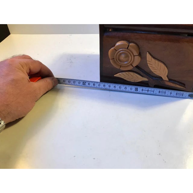 Vintage Folk Art Hand Towel Box in Mixed Woods, 1970s For Sale - Image 9 of 10