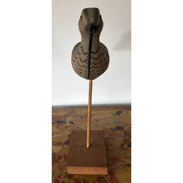 Mid 20th Century Vintage Hand Carved and Painted Wooden Shorebird, Folk Art For Sale - Image 5 of 6