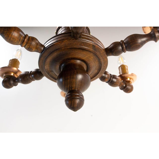 Wood French Beech Well Chandelier, 1940 For Sale - Image 7 of 11