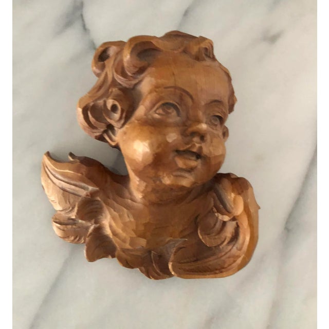 Circa 1960s Italian Hand Craved Wooden Cherub Face For Sale In Detroit - Image 6 of 9