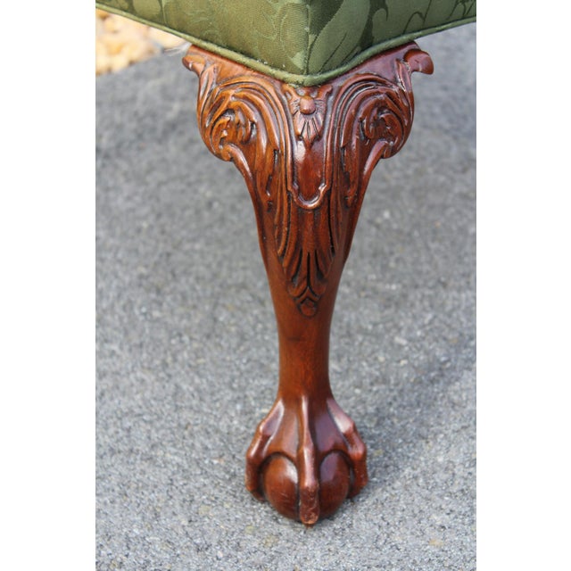 Southwood & Co. Southwood Mahogany Library Chair With Green Silk Upholstery For Sale - Image 4 of 18