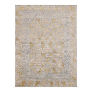 Rug & Kilim’s Scandinavian Style Rug in Blue and Beige-Brown Geometric Patterns For Sale