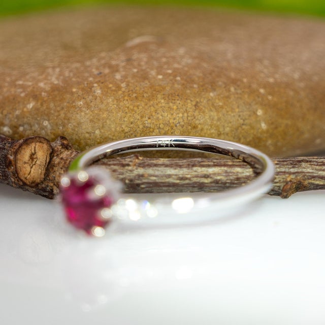 Rubellite Tourmaline Ring With Earth Mined Diamonds: Solid 14k Gold,, Size 6.75 For Sale - Image 9 of 9