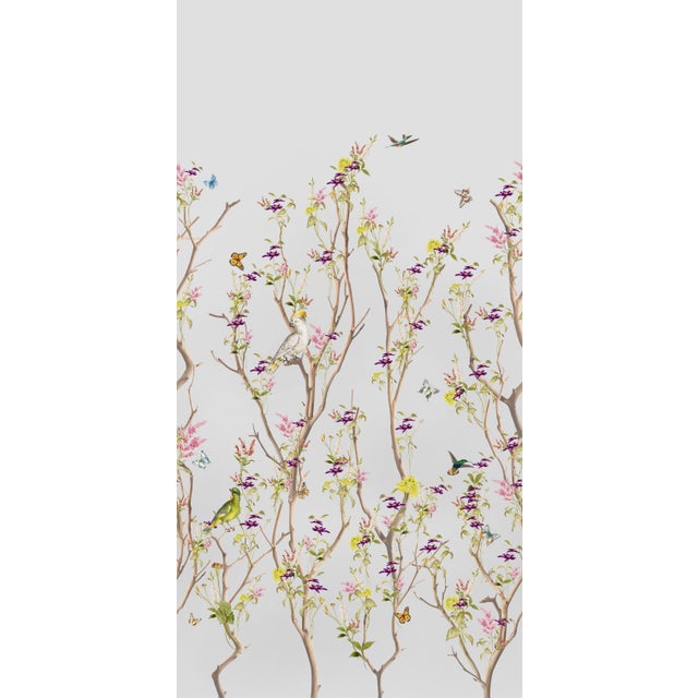 Trailing Garden — French Blue by FYNCHIE Airy botanical wallpaper with climbing branches, delicate florals, and small...