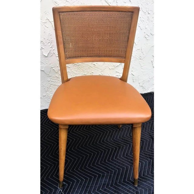 Mid-Century Modern Mid-Century Modern William A. Berkey for John Widdicomb Walnut Side Chairs With Faux Leather Seats - A Pair For Sale - Image 3 of 12