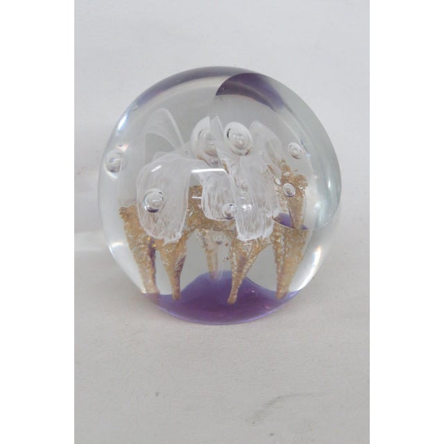 Large Round Art Glass Paper Weight Trumpet Flower Controlled Bubble Design 5160b For Sale - Image 11 of 12