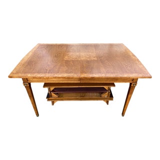 1960s Mid Century Rare Walnut and Burl-Wood Dining Table With 3 Extensions and Neo-Classical Legs! For Sale