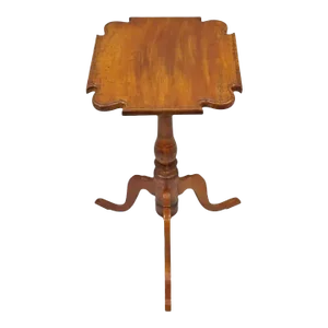 18th C. Federal Cherry Candle Stand Tea Table Tripod Pedestal Scallop Carved Top