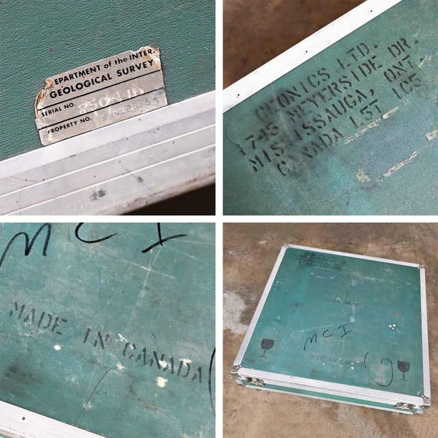 Vintage Industrial Case Low Square Turquoise Coffee Table With Chrome Latches For Sale - Image 12 of 13